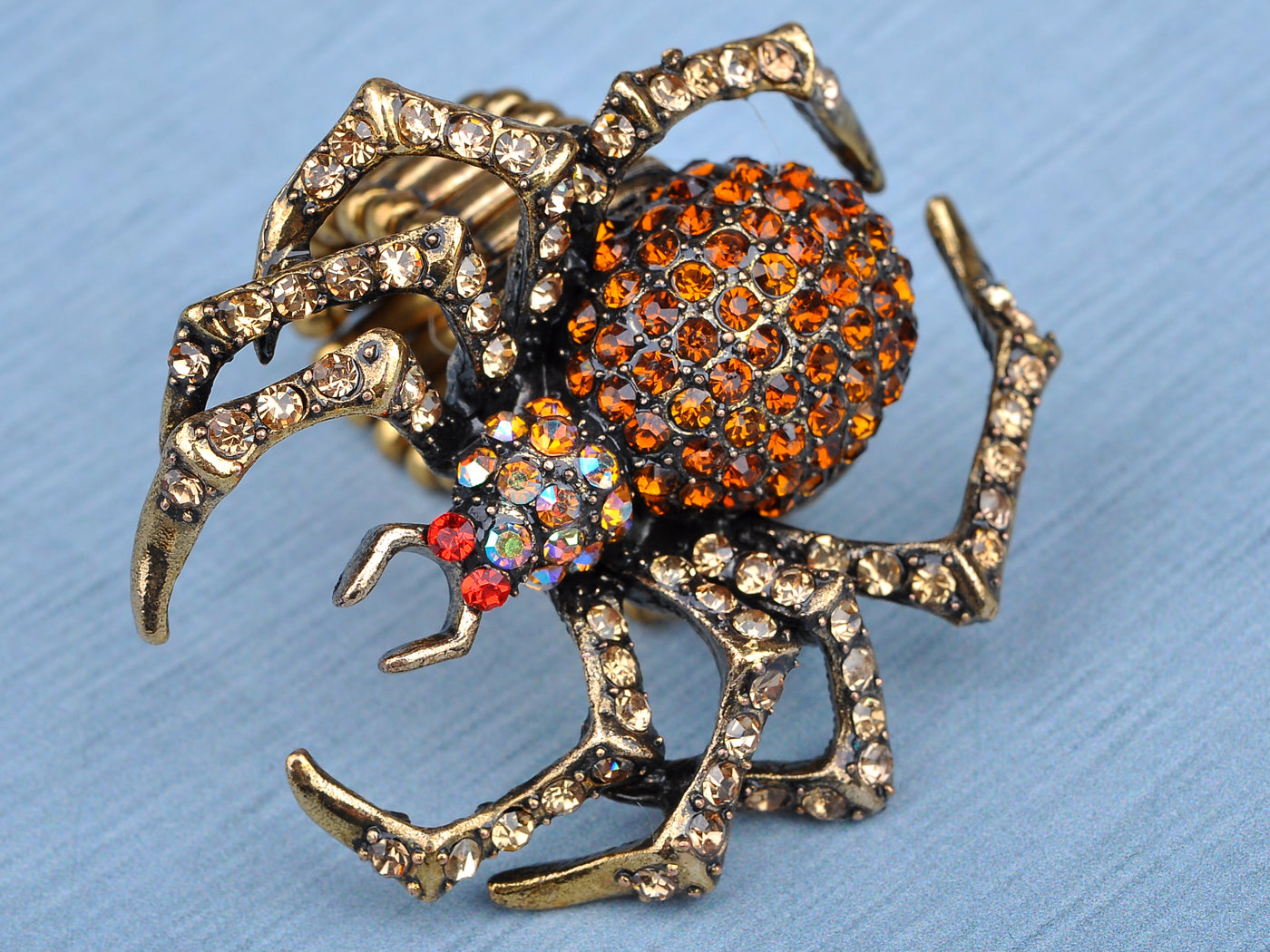 Giant Light Topaz Spider Bug Ring