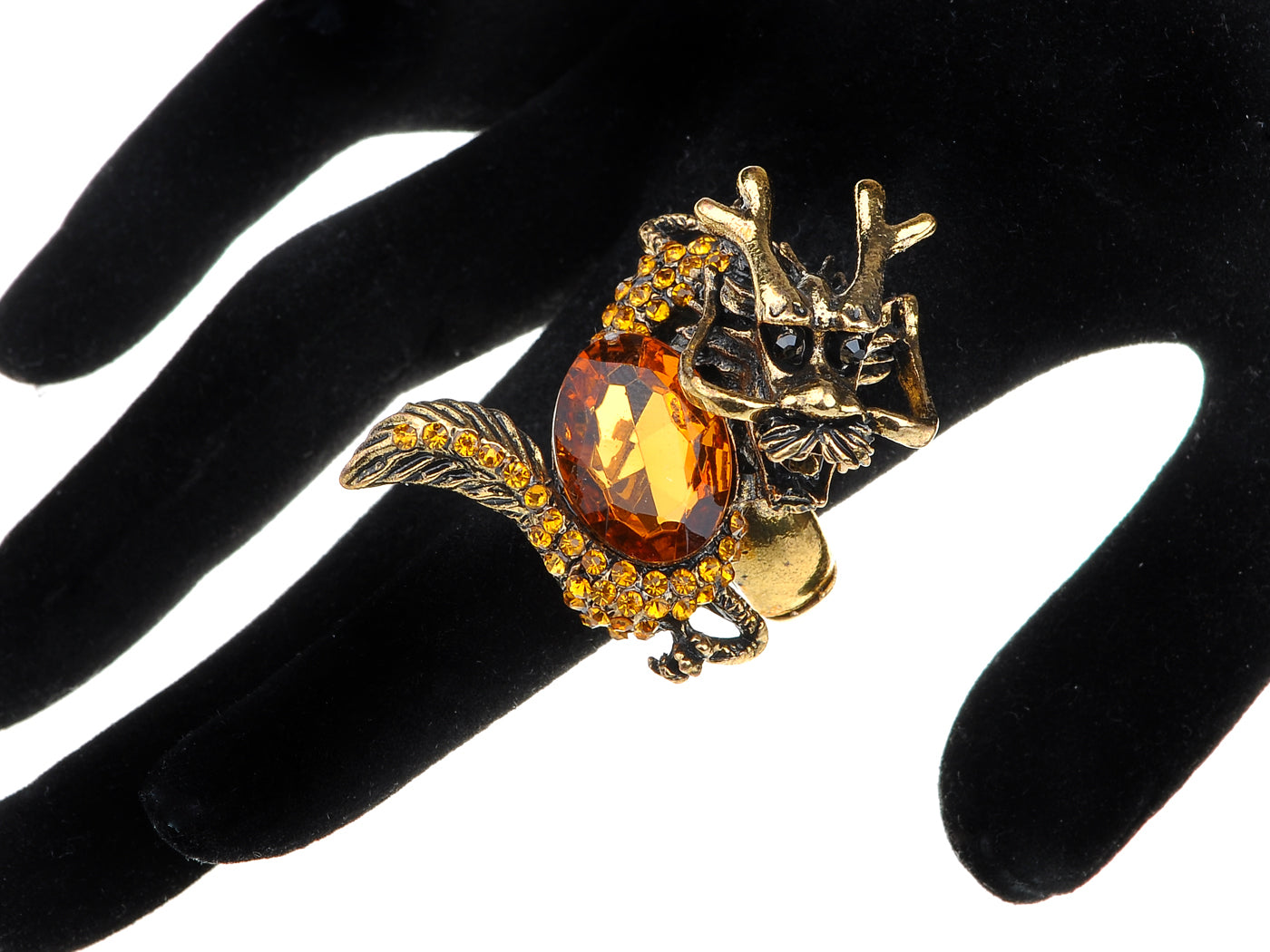 Topaz Color Vintage Medieval Fantasy Mystic Dragon Zodiac Ring