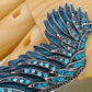 Antique Aquamarine Elastic Angel Wing Ring