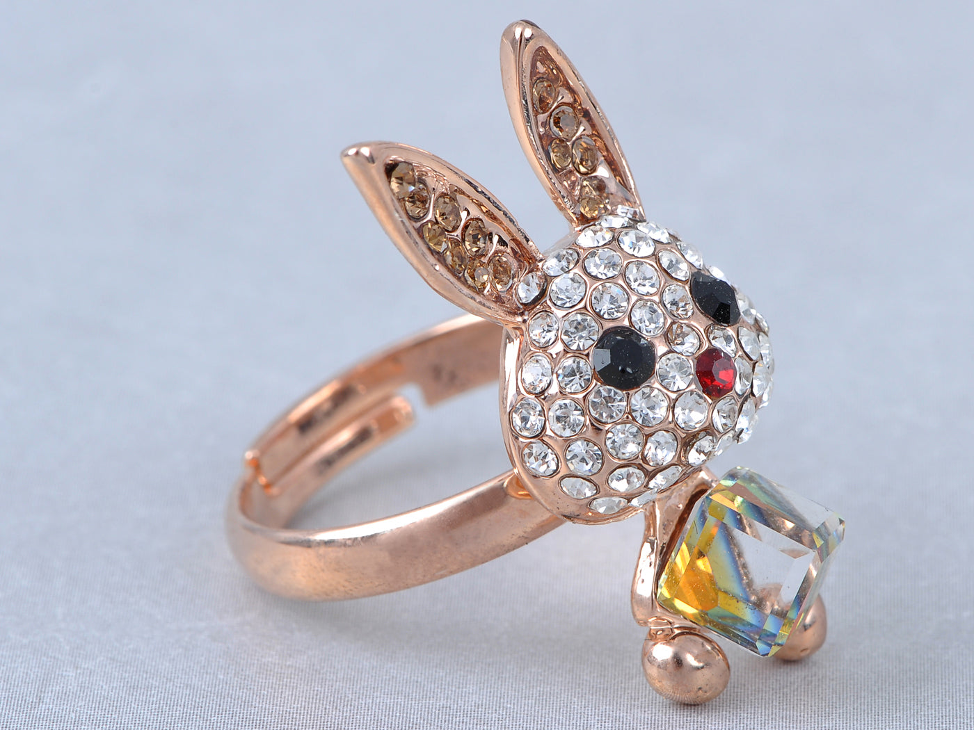Rose Cartoon Bunny Rabbit Rhinestone Halloween Bodied Ring