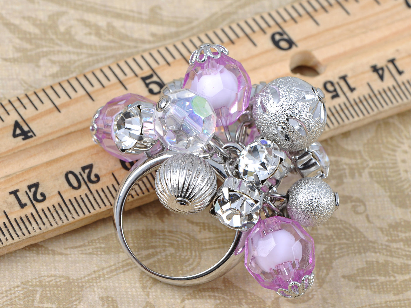 Purple Beads And Baubles Cluster Of Ss Trendy Ring