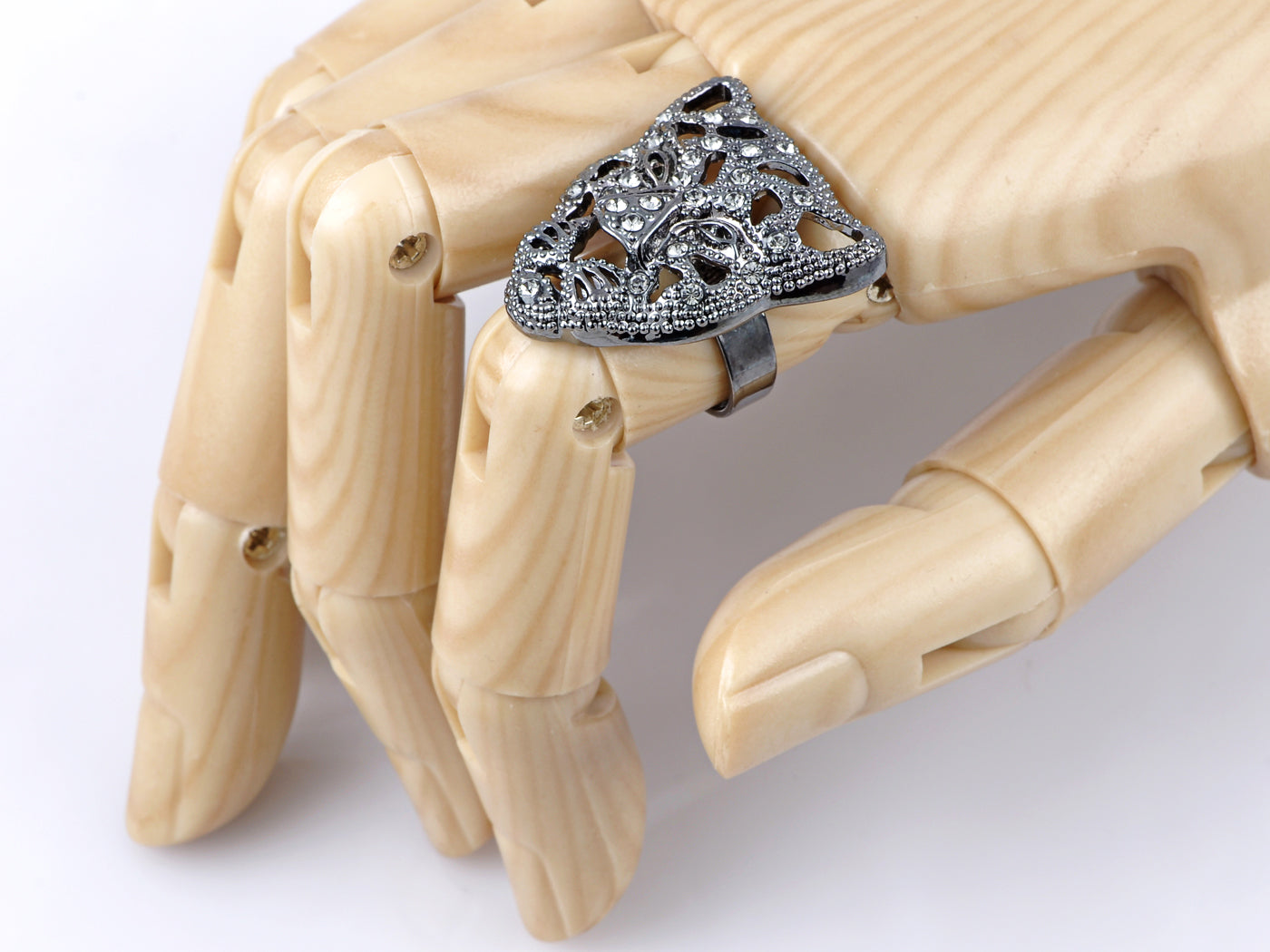 Gun Filigree Face Of Cheetah Encrusted Ring