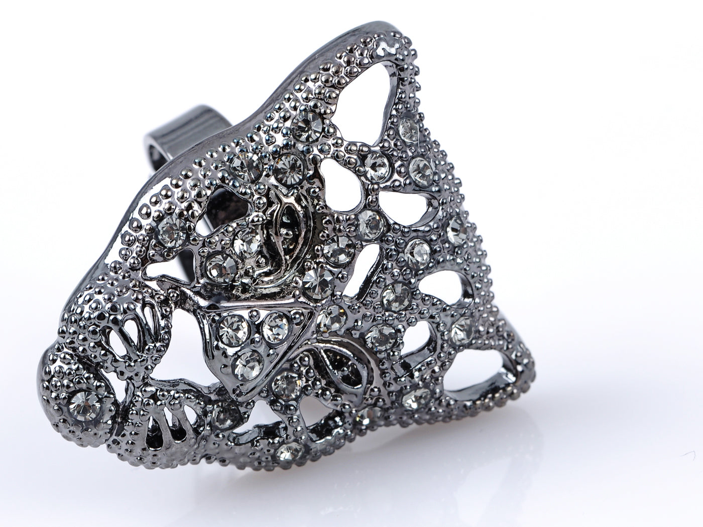 Gun Filigree Face Of Cheetah Encrusted Ring