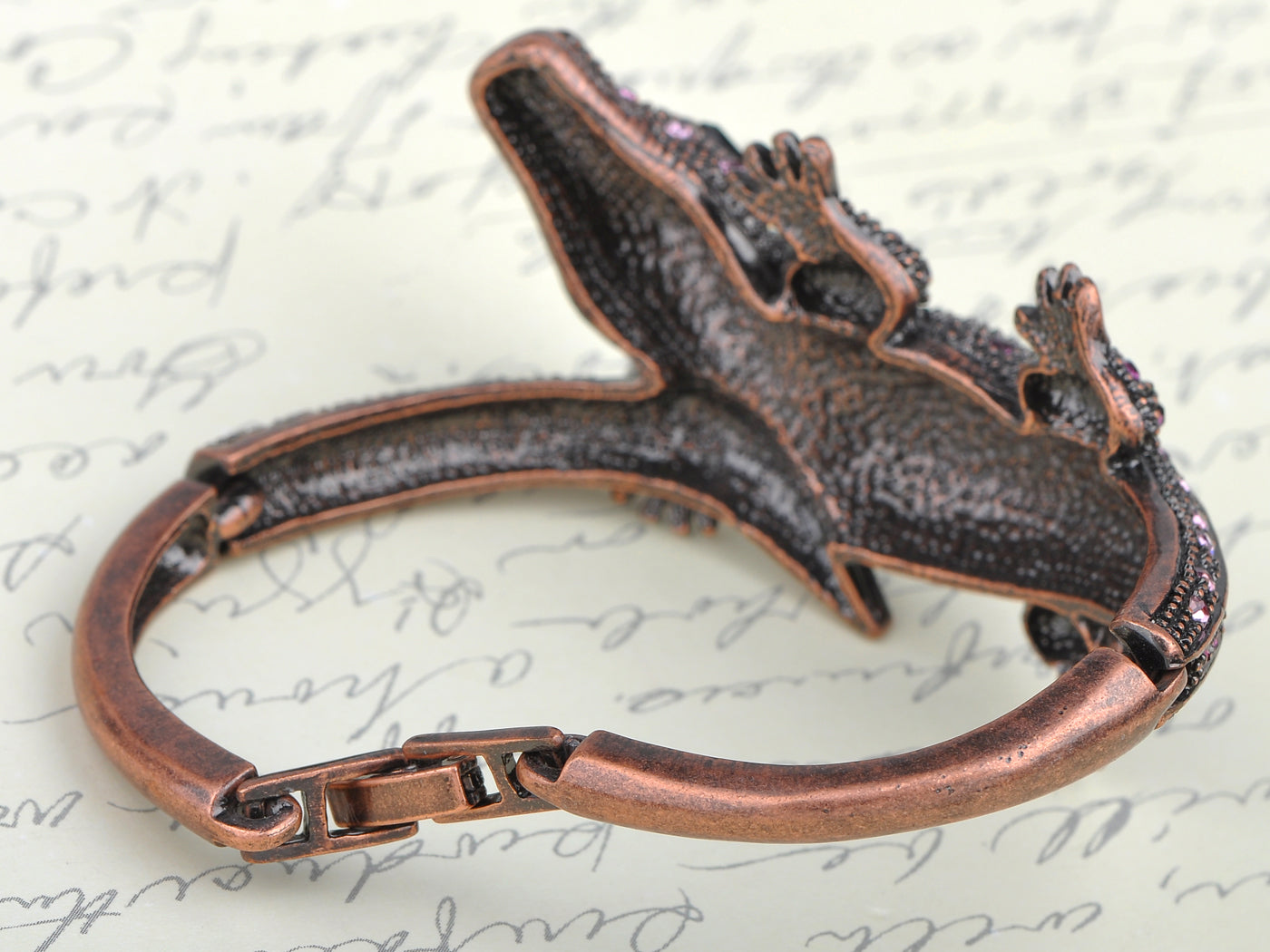 Copper Amethyst Colored Alligator Crocodile Bangle Bracelet - ALILANG.COM
