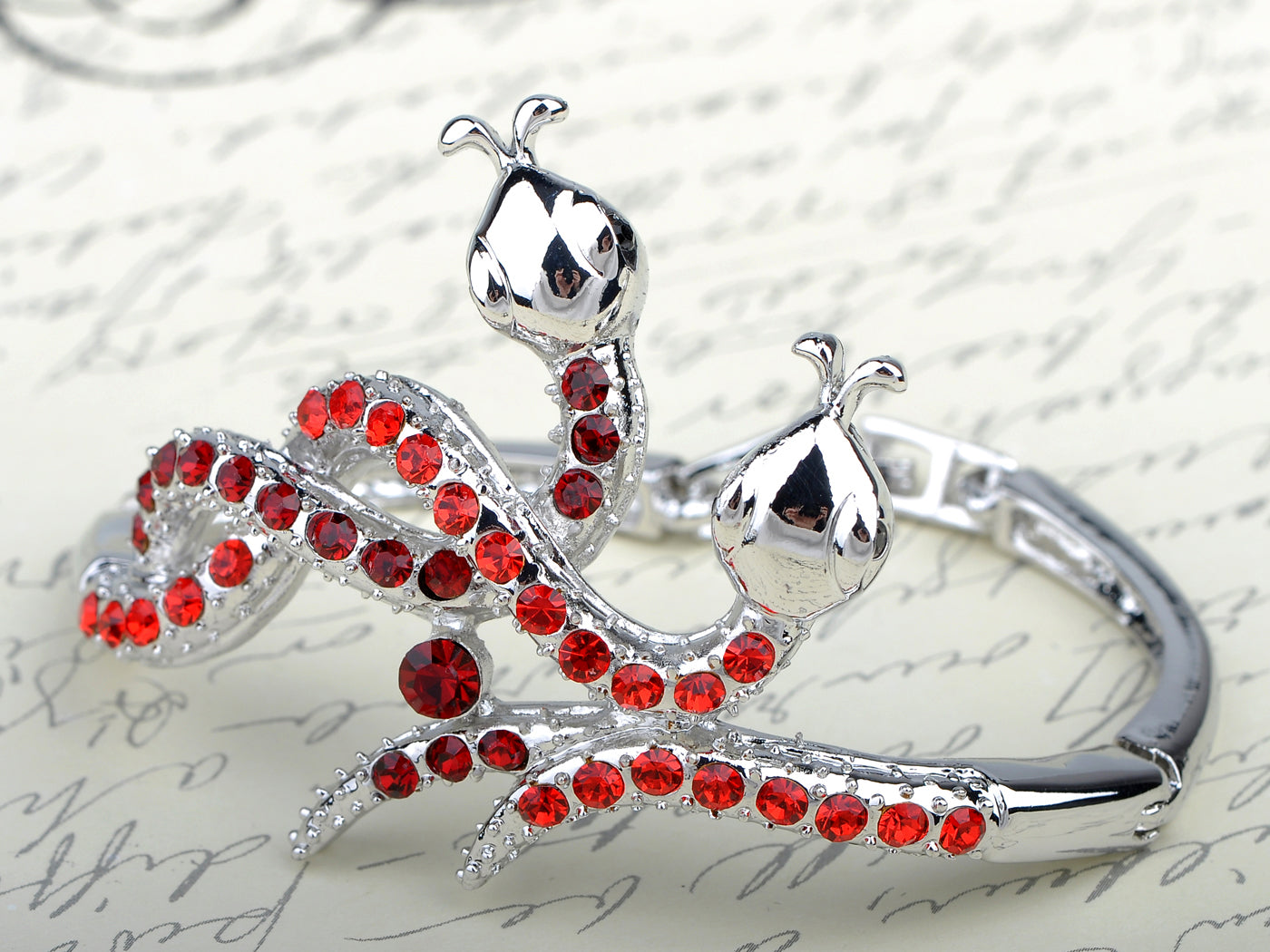 Red Twin Serpents Snake Cuff Bracelet Bangle