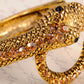 Gold Antique Like Egyptian Topaz Blk Snake Cuff Bangle Bracelet