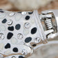 Silver Black White Enamel Ruby Eyes Twin Panther Leopard Cuff Bangle Bracelet