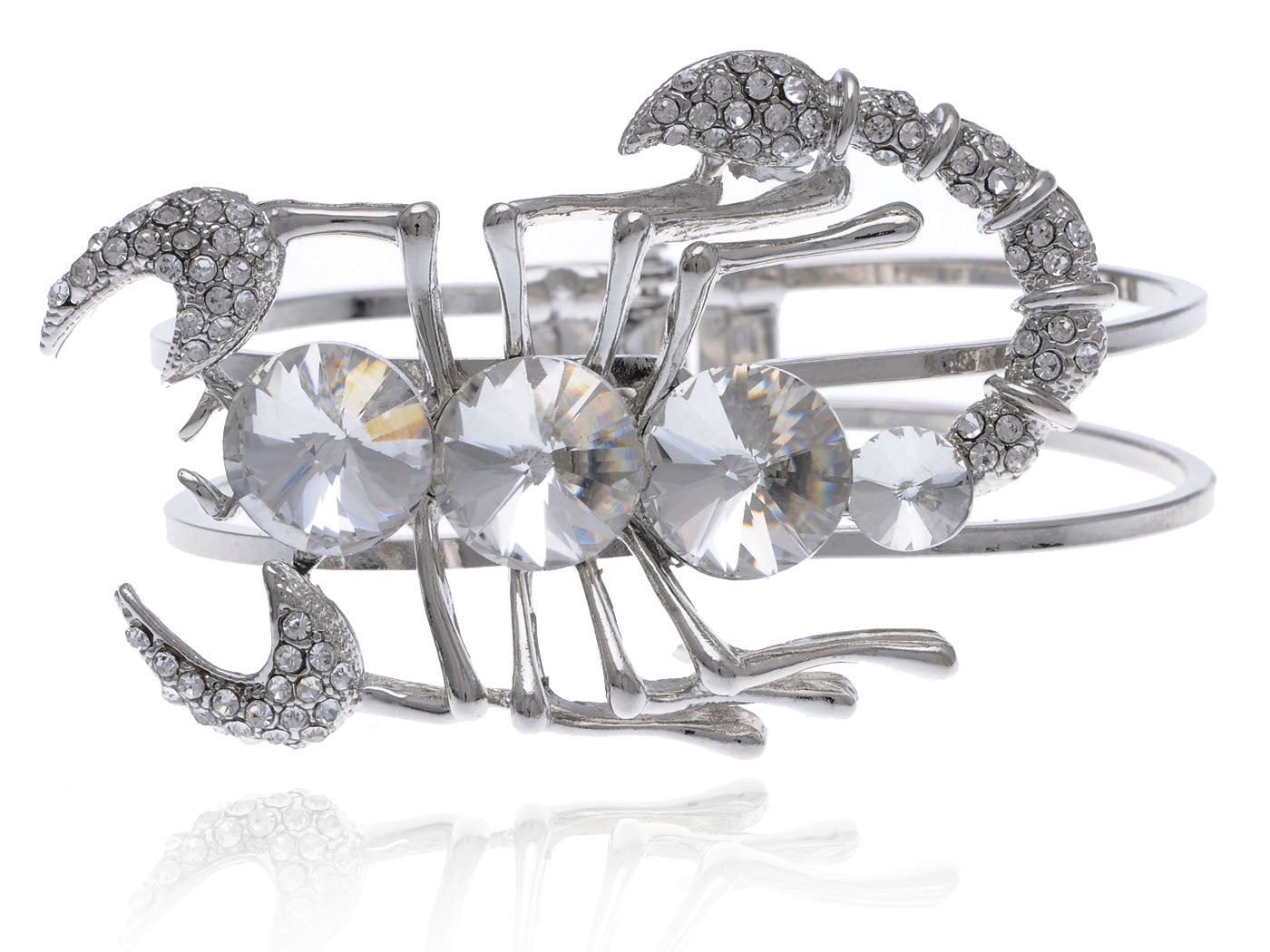 Sliver D Jewel Bodied Scorpion Cuff Bangle Bracelet