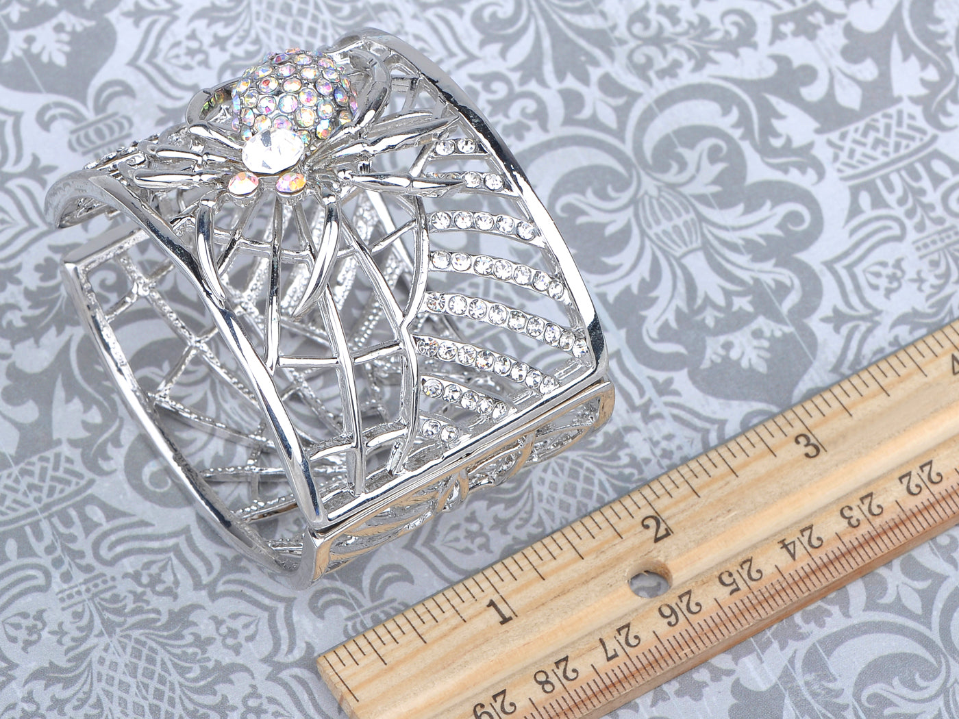 Silver Spider Web Bangle Bracelet