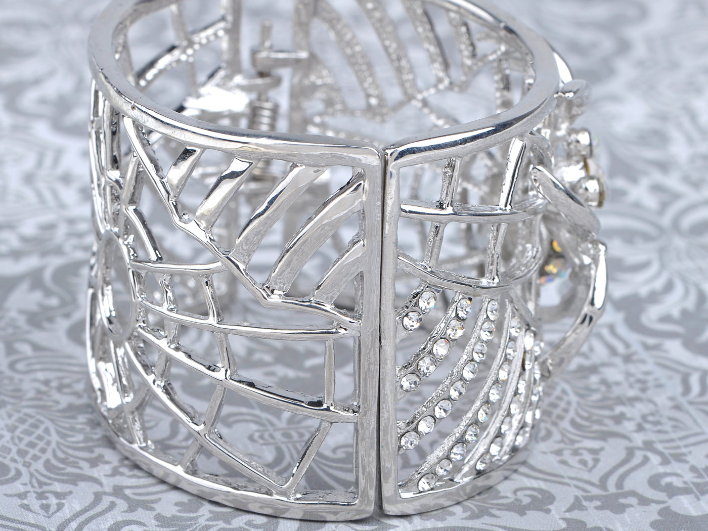 Silver Spider Web Bangle Bracelet