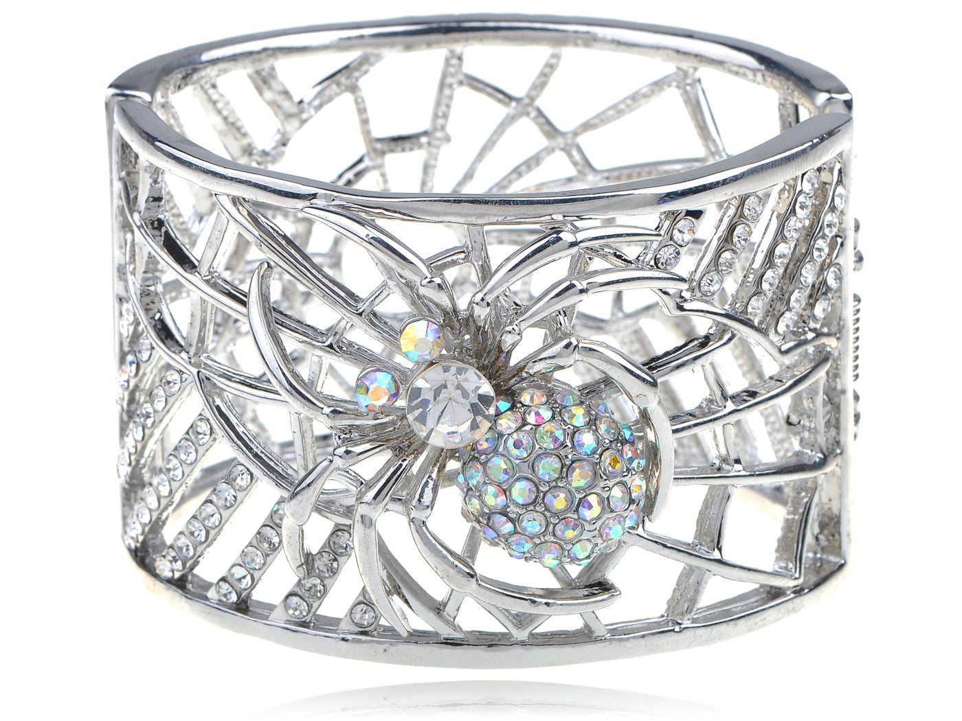 Silver Spider Web Bangle Bracelet