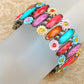 Antique Inspire Colorful Jeweled Gem Flower Bangle Bracelet