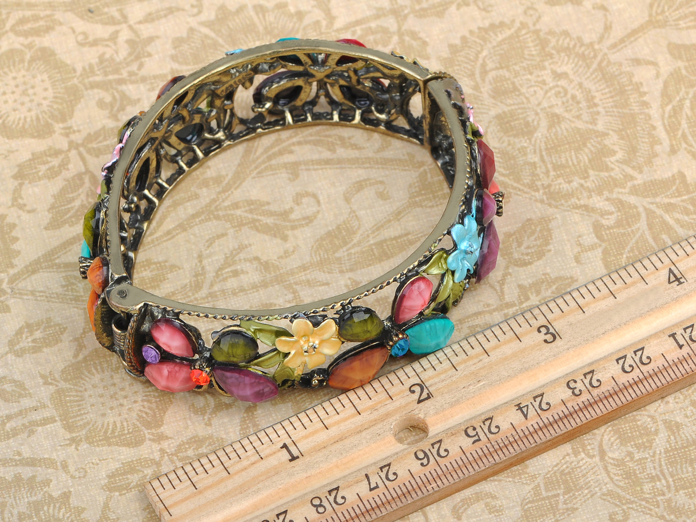 Multicolor Abstract Butterfly Insect Flower Garden Bangle Cuff Bracelet