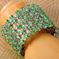 Iridescent Peridot Green Colored Cuff Wrap Bracelet