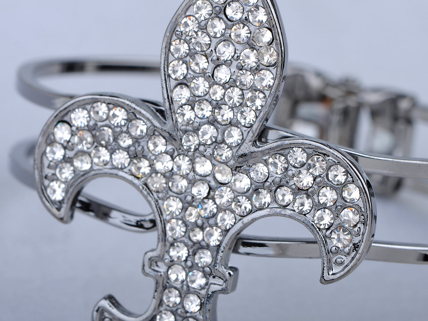 Studded Fleur De Lis Cuff On Bracelet Bangle