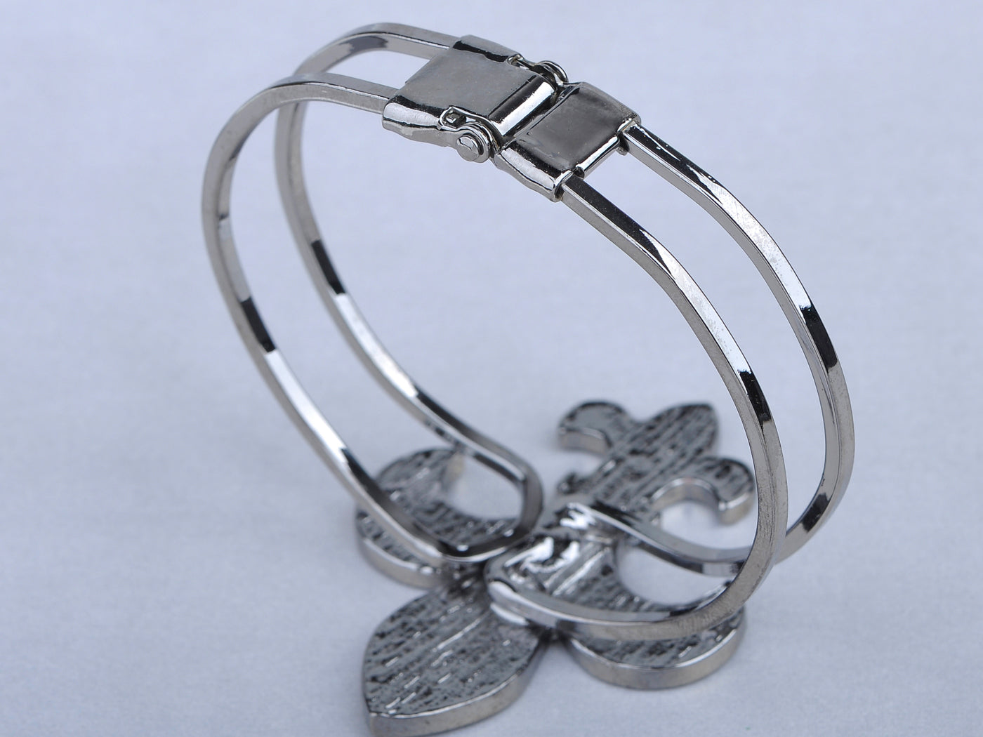 Studded Fleur De Lis Cuff On Bracelet Bangle