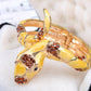 Yellow Smoked Abstract Spots Red Scales Topaz Coil Snake Bracelet