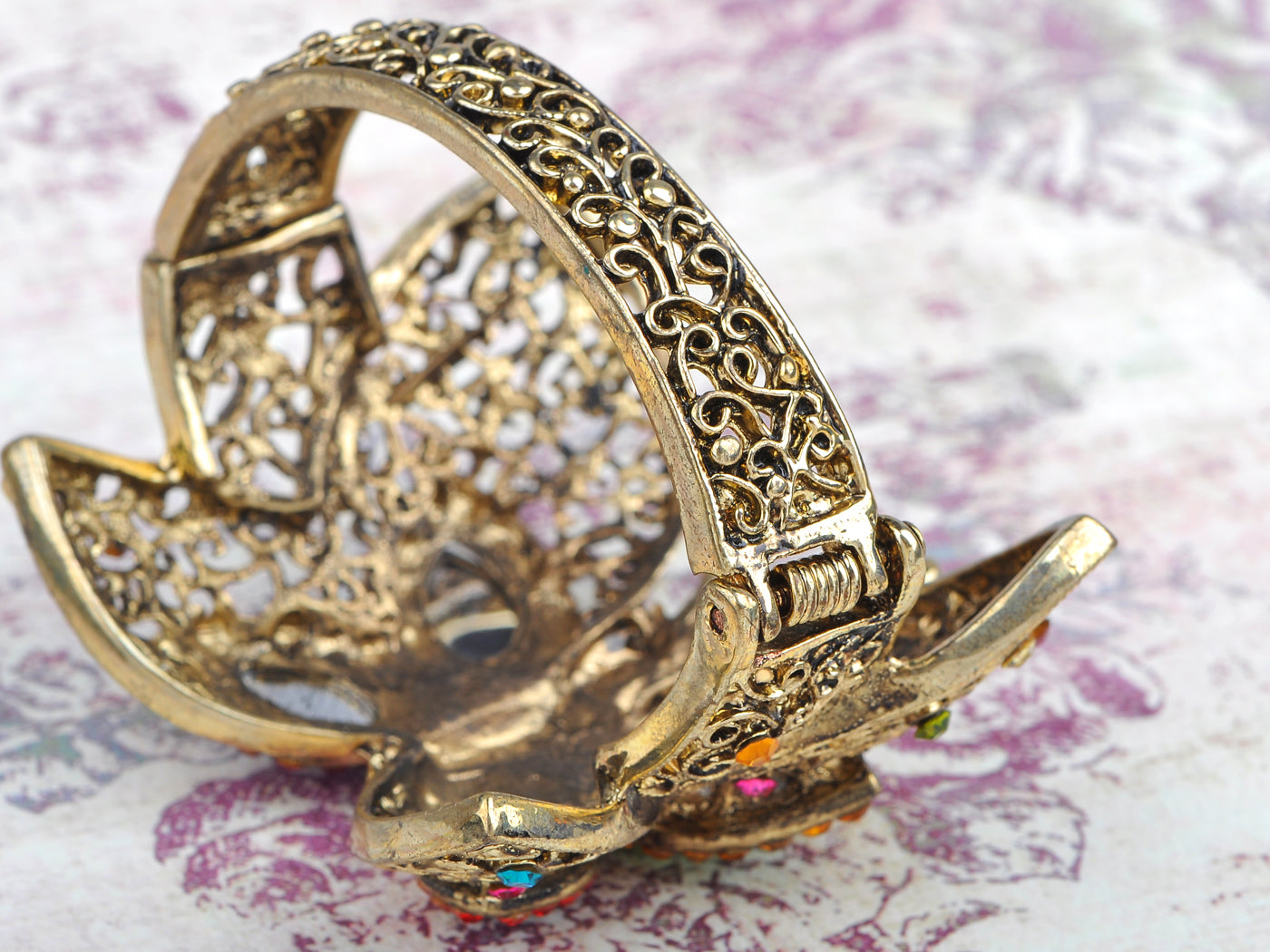 Antique Multicolored Colorful Butterfly Bangle Bracelet