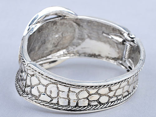 Grey Reptile Skin Belt Buckle Bangle Bracelet