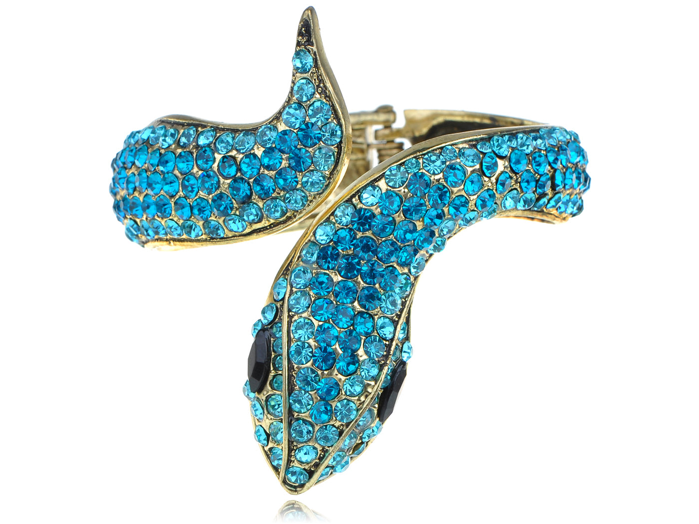 Fun Aquamarine Zircon Gems Snake Bracelet Bangle Cuff