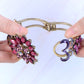 Vintage Iridescent Violet Purple Star Flower Bead Rustic Cuff Bangle Bracelet