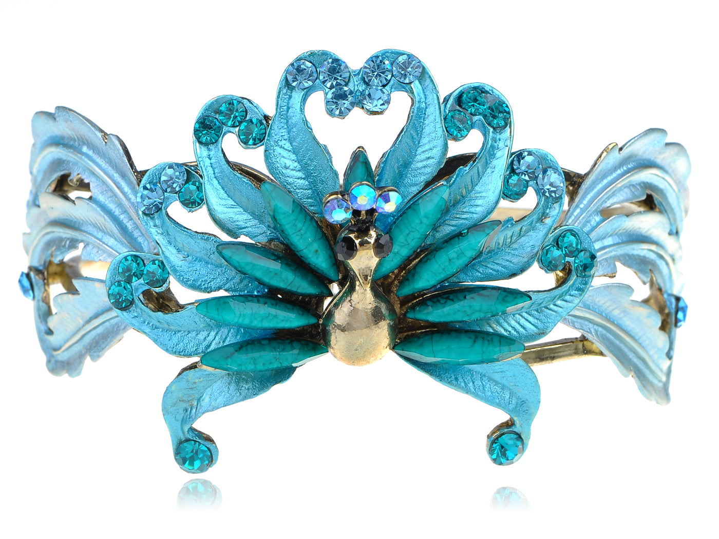 Turquoise Blue Enamel Paint Peacock Bracelet Bangle