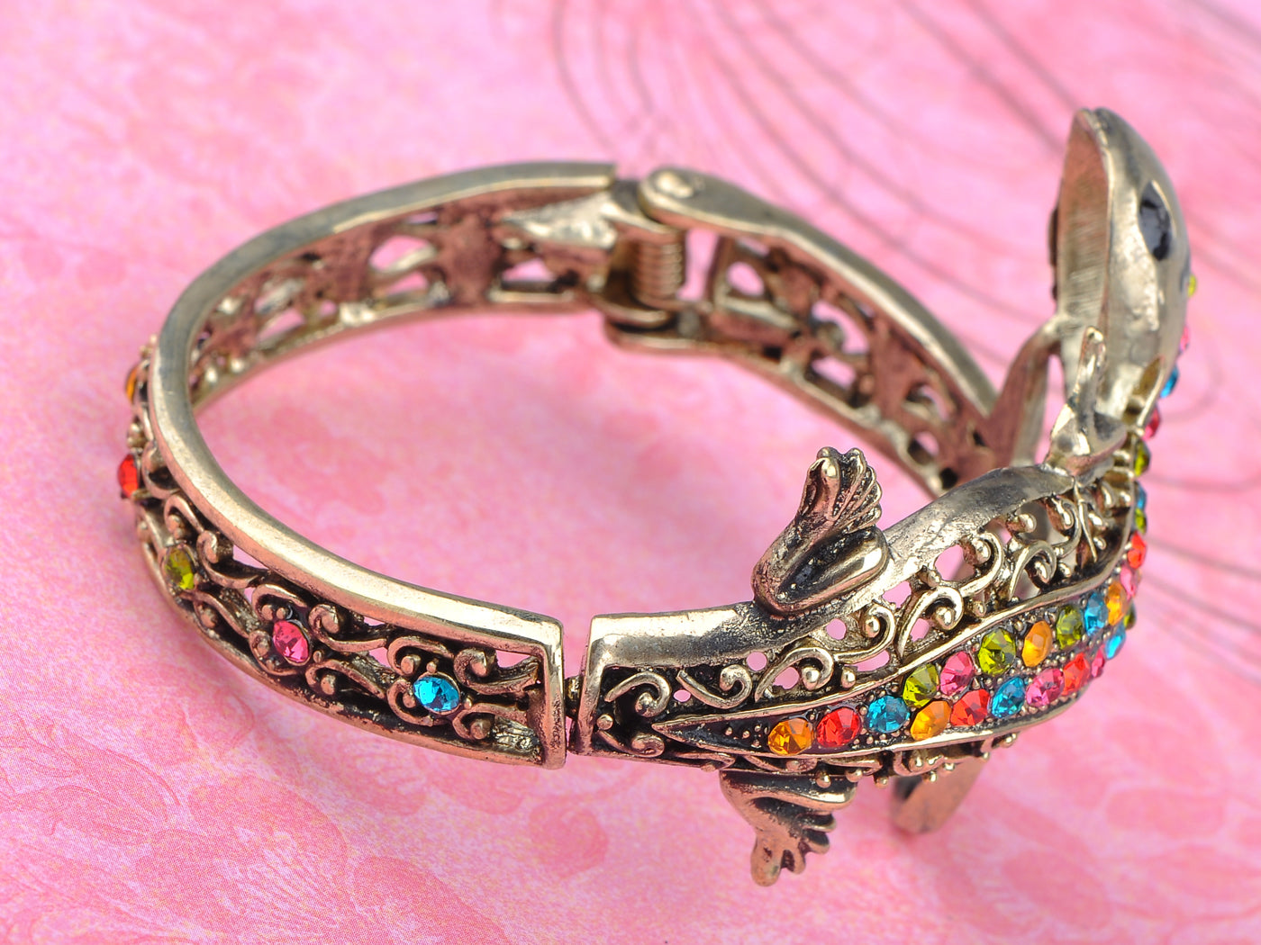 Multi Colored Lizard Gecko Salamander Bracelet Bangle Cuff