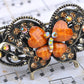 Antique Gold Topaz Colored Orange Heart Butterfly Bangle Bracelet