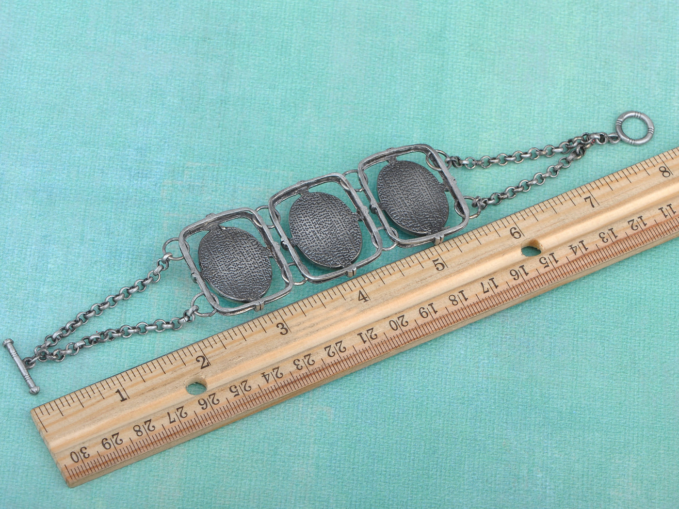 Ethnic Tribal Antique Turquoise Bead Chain Link Bracelet