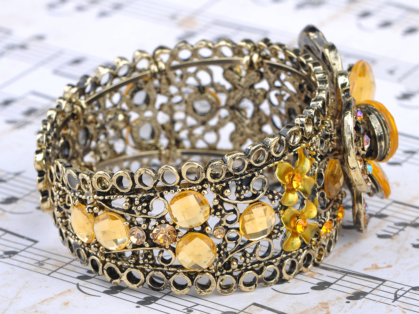 Vintage Topaz Flower Butterfly Bracelet