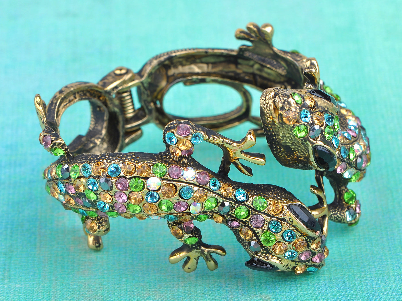 Multi Colored Lizard Gecko Salamander Bracelet Bangle Cuff