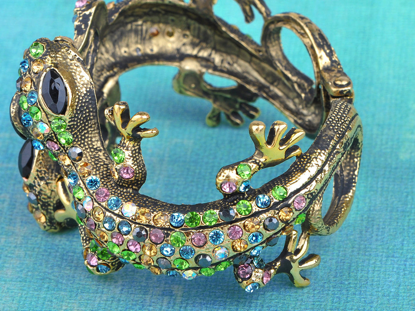 Multi Colored Lizard Gecko Salamander Bracelet Bangle Cuff