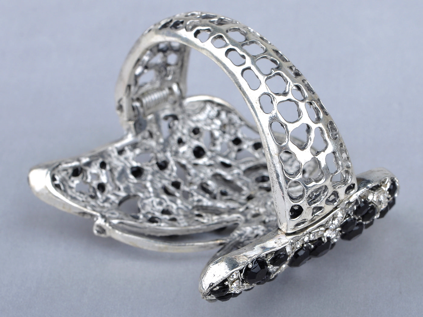 Statement Jet Black Butterfly Art Deco Bracelet Bangle Cuff