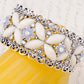 Vintage Ish Cream Bead Bead Flower Bracelet Bangle Cuff