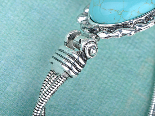 Tribal Ethnic Turquoise Statement Link Toggle Bracelet