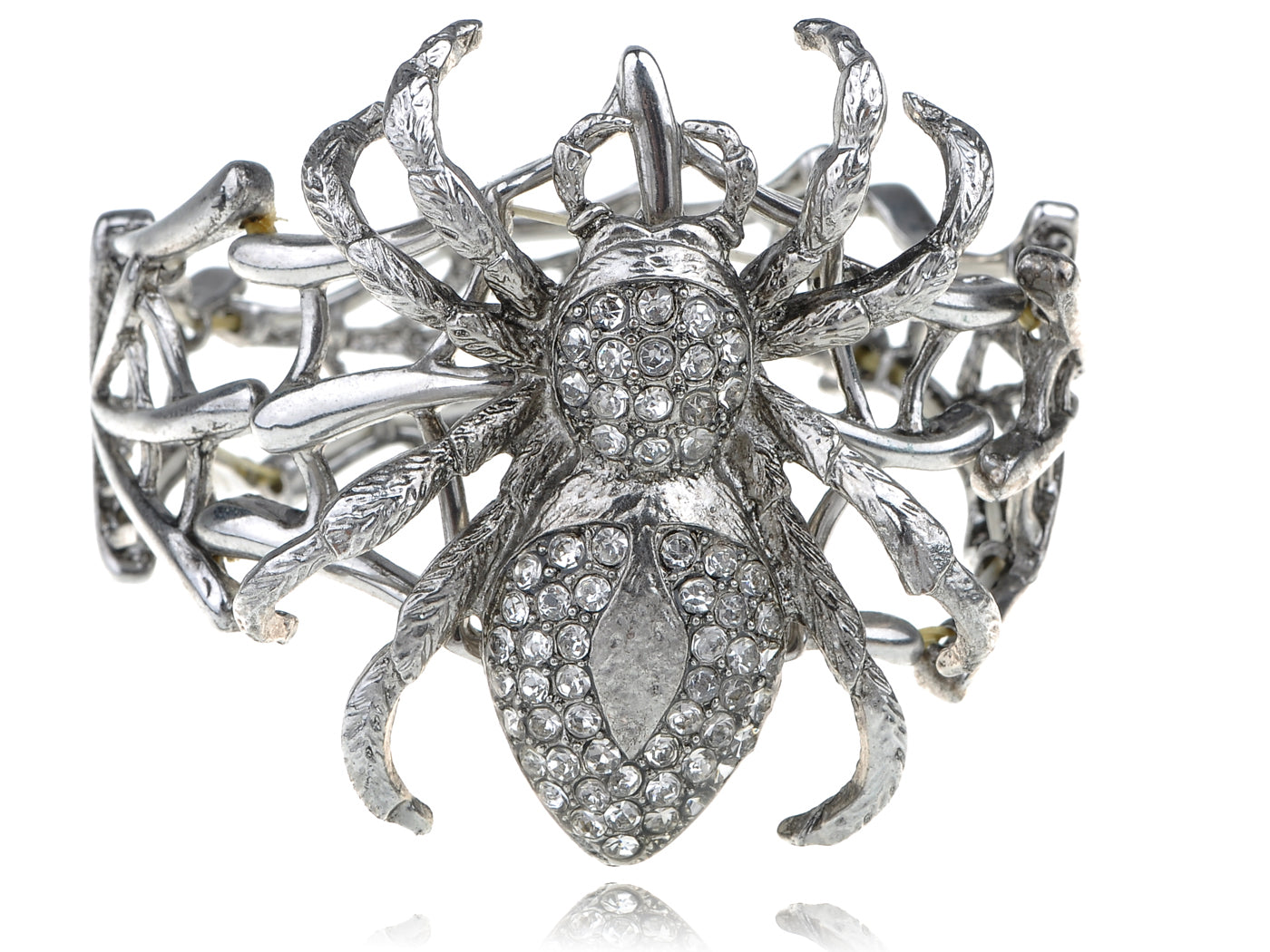 Silver Spider Web Bangle Bracelet