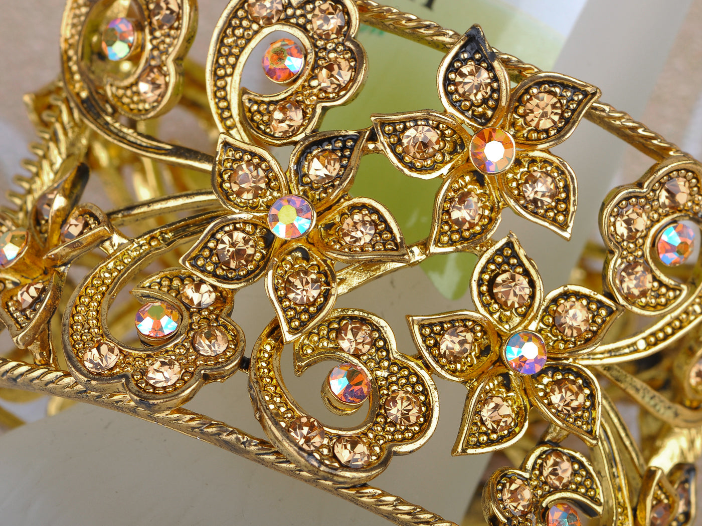 Antique Like Flower Flourish Cuff Bracelet Bangle