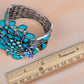 Antique Turquoise Blue Gems Enamel Peacock Bracelet Bangle