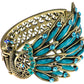 Vintage Peacock Bangle Bracelet With Turquoise Blue Gems
