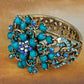 Fun Turquoise Bead Flower Design Bracelet Bangle