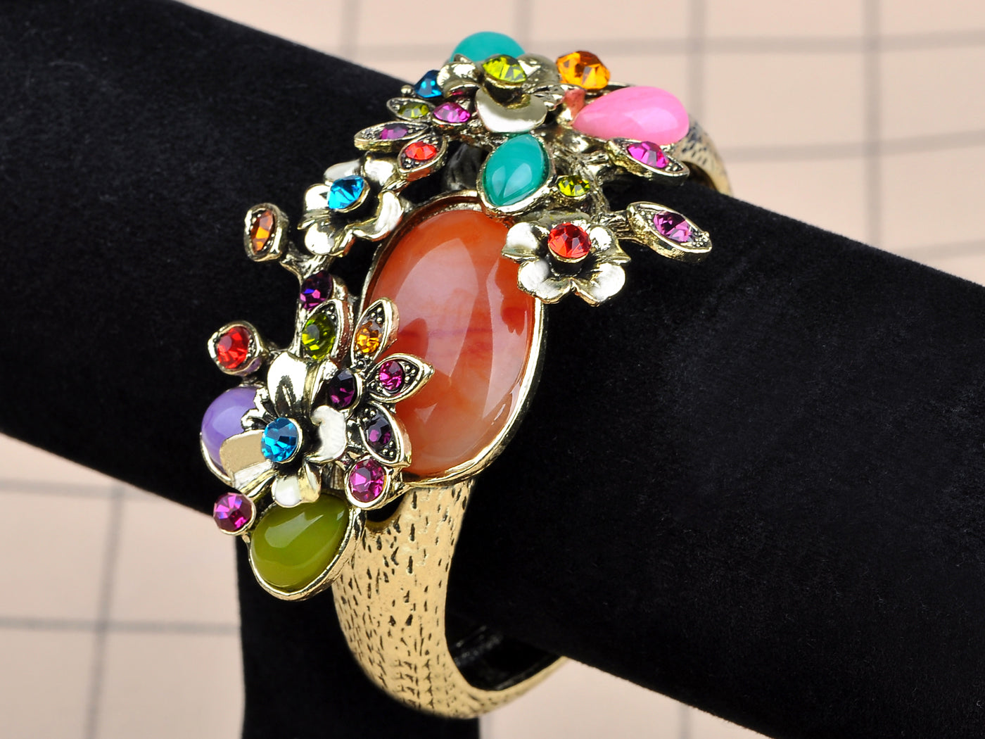 Multicolor Abstract Butterfly Insect Flower Garden Bangle Cuff Bracelet