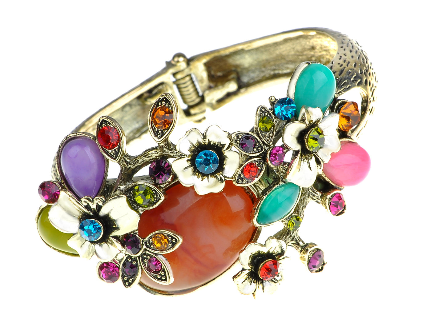 Multicolor Abstract Butterfly Insect Flower Garden Bangle Cuff Bracelet