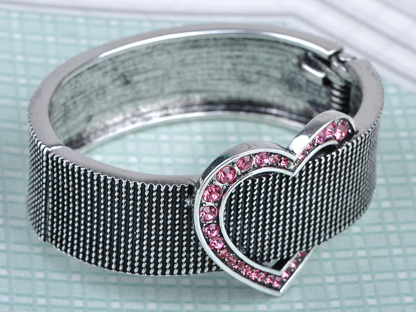 Dark Pink Heart Belt Buckle Bracelet
