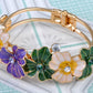 Multicolor Abstract Butterfly Insect Flower Garden Bangle Cuff Bracelet