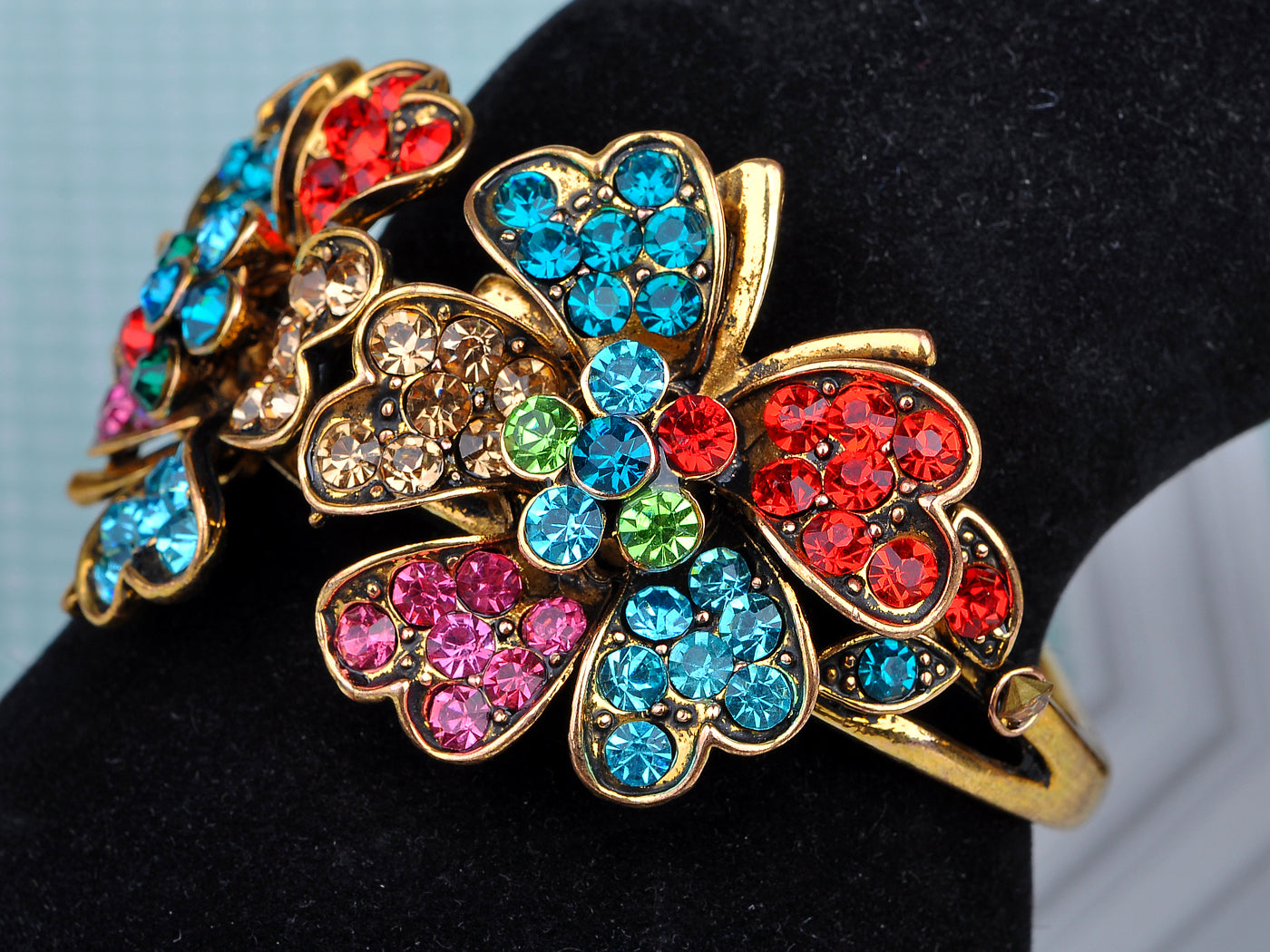 Multicolor Abstract Butterfly Insect Flower Garden Bangle Cuff Bracelet