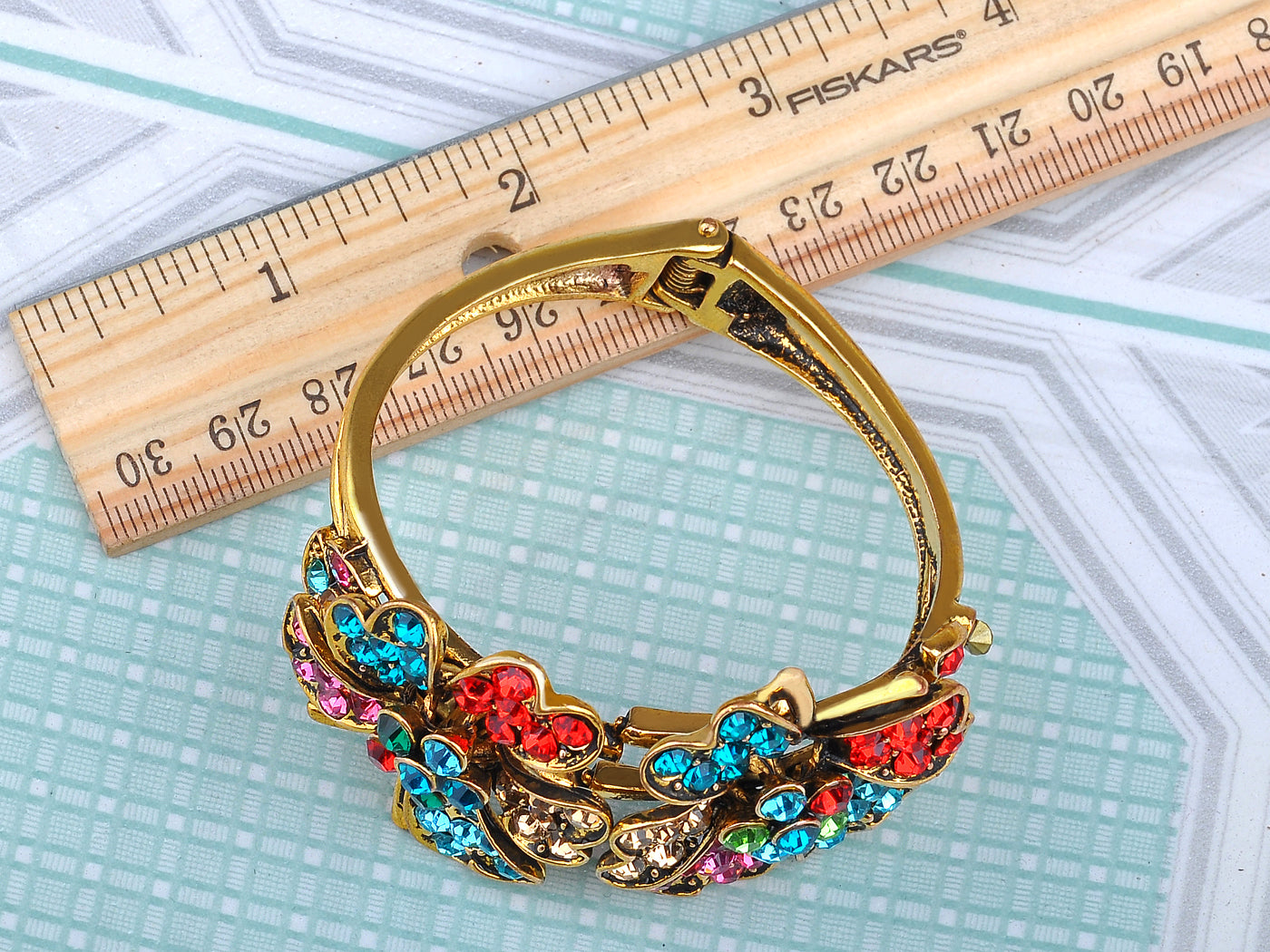 Multicolor Abstract Butterfly Insect Flower Garden Bangle Cuff Bracelet