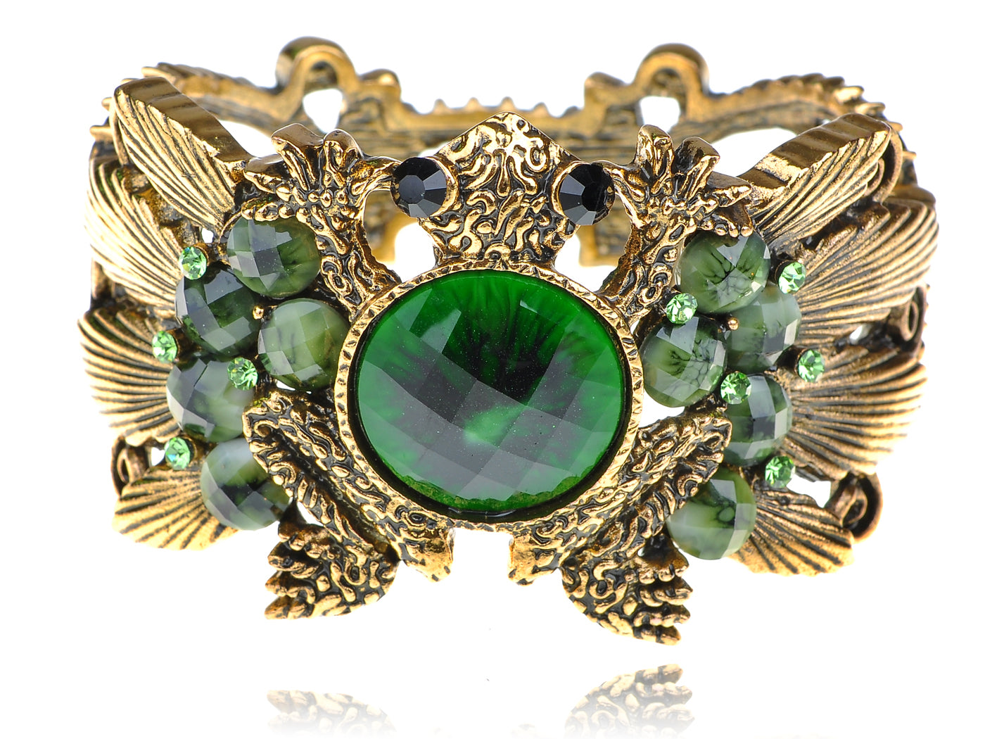 Emerald Green Frog Toad Bracelet Bangle Cuff