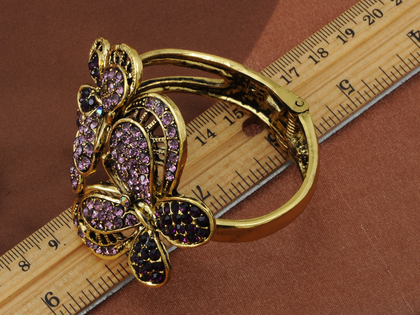 Amethyst Purple Butterfly Insect Bug Bracelet Bangle Cuff