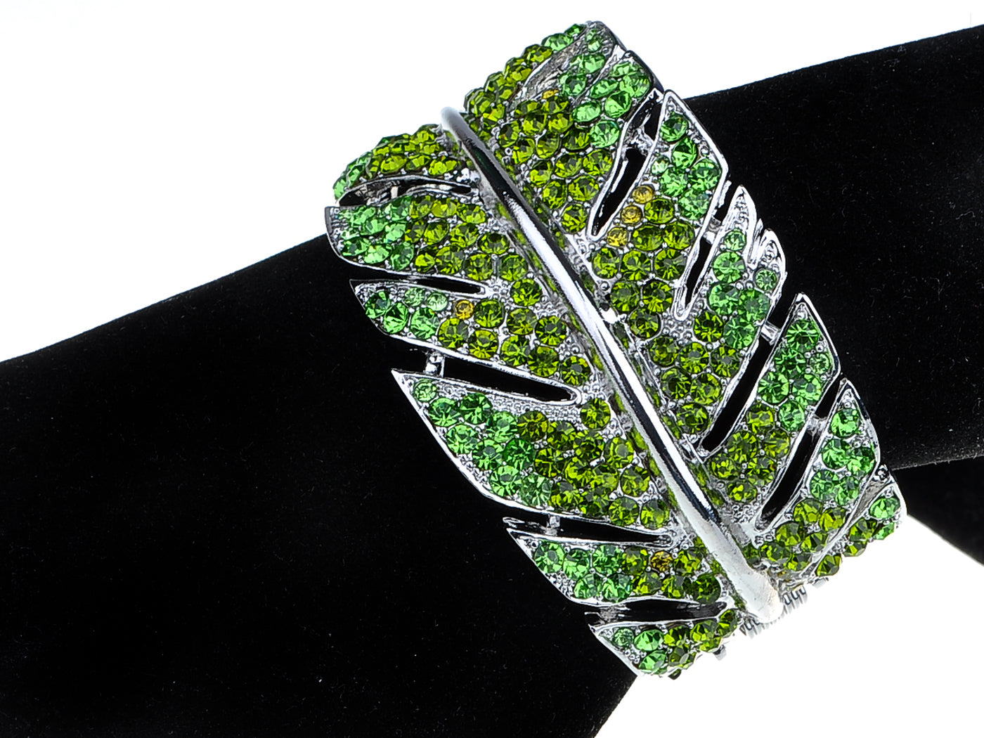 Light Green Leaf Plant Bangle Cuff Bracelet