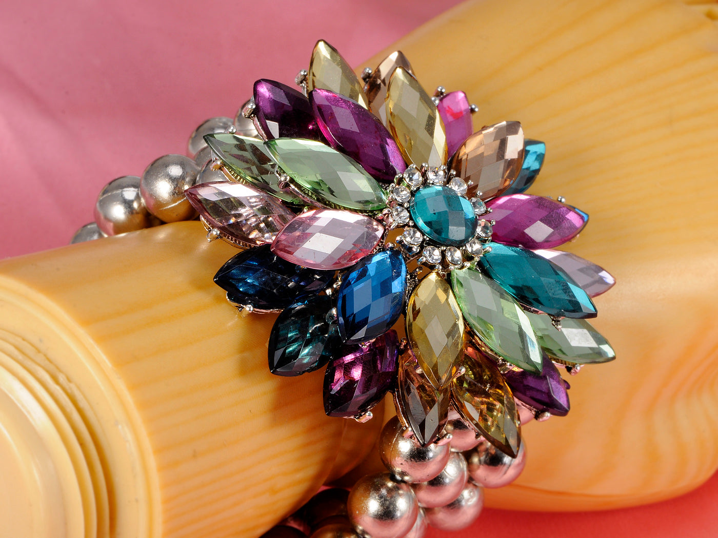 Colorful Spring Floral Flower Beaded Bracelet Bangle Cuff